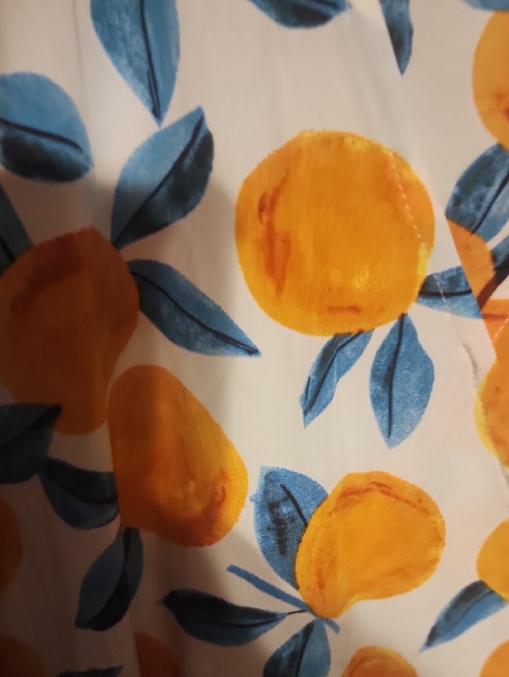 BloomChic White Maxi Dress with Orange Fruit & Blue Leaf Print - Picture 3 of 3